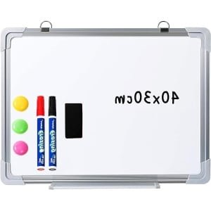 Allecto Premium - Magnetisch Whiteboard 40x30 cm - Droog Uitwisbaar - Voor Thuis en Kantoor - Inclusief Markers en Magneten - Schoolbord voor Keuken - Mini Whiteboard met Accessoires.