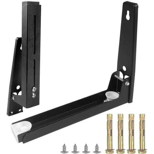 Allecto Premium - Magnetron Houder RVS Wandplank Opvouwbaar - Pack van 2 - Uitschuifbaar - Keuken Accessoires - Roestvrij Staal