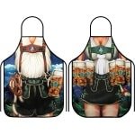 Allecto Premium - Schort voor volwassenen keuken en barbecue cadeau set - grappig schort - feestkeuken accessoires - 2 stuks - groen blauw wit - 80x60cm