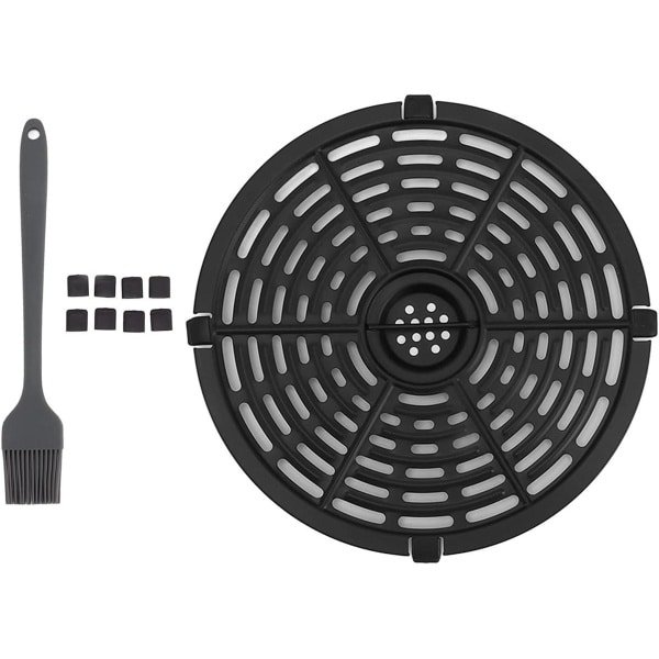 Allecto Premium - Vervangingsbak voor Friteuse met Siliconenborstel en Anti-aanbaklaag - Ronde Frituurplaat voor Luchtfriteuses - Accessoires voor Keuken en Restaurant - 20 cm.