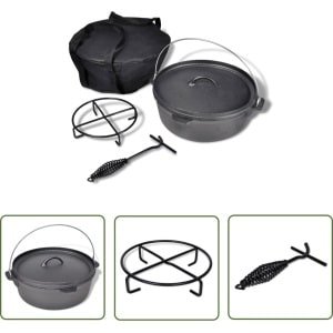 Braadpan 5,6 L inclusief accessoires - Gietijzeren Braadpan - Braadpan 5.6l - Gietijzer Cookware - Keuken Benodigheden - Complete Braadspaanset
