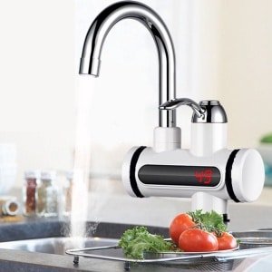 CHIWIN Elektrische Keukenkraan met Temperatuurdisplay - 3000W - 3 S Doorstroomverwarmer - Doorstroomboiler met Kraan - 360° Draaibaar - RVS & ABS - Veiligheidsdesign - Water- en Energiebesparing - voor Keuken en Badkamer