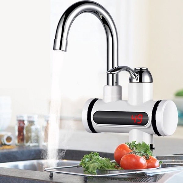 CHIWIN Elektrische Keukenkraan met Temperatuurdisplay - 3000W - 3 S Doorstroomverwarmer - Doorstroomboiler met Kraan - 360° Draaibaar - RVS & ABS - Veiligheidsdesign - Water- en Energiebesparing - voor Keuken en Badkamer