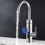 CHIWIN Elektrische Keukenkraan met Temperatuurdisplay - 3S Doorstroomverwarmer - 3000W - 304 RVS - Doorstroomboiler met Kraan - Verwarmt tot 60 Graden - voor Keuken en Badkamer