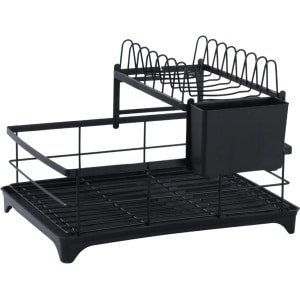 Caryota Keuken Verstelbaar Afdruiprek - Droogrek - Keuken Accessoires - RVS - Zwart - 40x28x29.5 cm