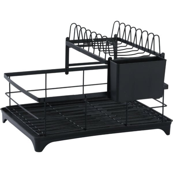 Caryota Keuken Verstelbaar Afdruiprek - Droogrek - Keuken Accessoires - RVS - Zwart - 40x28x29.5 cm