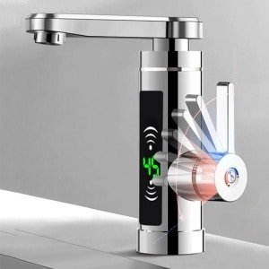 Collox Elektrische kraan - Onmiddelijk warmwaterkraan - Keuken mengkraan - Met temperatuurweergave LED scherm - 3000 W - Temperatuur 25-55 graden - Zilver - 18,5x6,5x20,5 cm