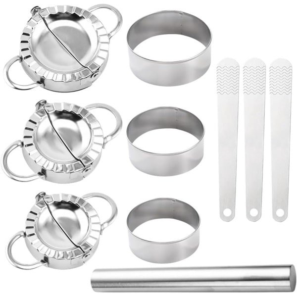 Dough Bag Moulder - 10 Pieces - Stainless Steel - Ravioli Maker - Dumpling Cutter - Pasta Mould Set - 3 Sizes - Keuken Accessoires