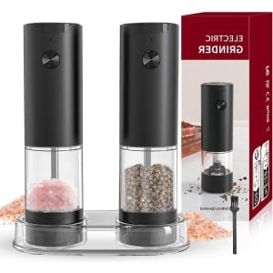 Elektrische Zout- en Pepermolenset - Verstelbare Grofheid - Met LED-Licht - Inclusief Borstel - 95 ml - Set van 2 - Voor Keuken