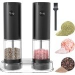 Elektrische zout- en pepermolenset - batterijwerkend - geschikt voor keuken - 2 stuks - zwart