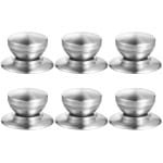 Glazen Deksel Handvat - 6x Roestvrijstalen pan Deksel Knop - met Schroeven en Antislip Mat - voor Keuken Pot Deksel Accessoires -Handvat van het deksel - Keuken Vervangende Knop Handvat (Zilver)