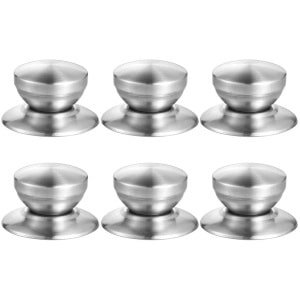 Glazen Deksel Handvat - 6x Roestvrijstalen pan Deksel Knop - met Schroeven en Antislip Mat - voor Keuken Pot Deksel Accessoires -Handvat van het deksel - Keuken Vervangende Knop Handvat (Zilver)