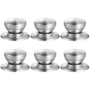 Glazen Deksel Handvat - 6x Roestvrijstalen pan Deksel Knop - met Schroeven en Antislip Mat - voor Keuken Pot Deksel Accessoires -Handvat van het deksel - Keuken Vervangende Knop Handvat (Zilver)