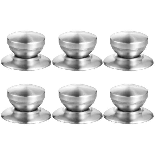 Glazen Deksel Handvat - 6x Roestvrijstalen pan Deksel Knop - met Schroeven en Antislip Mat - voor Keuken Pot Deksel Accessoires -Handvat van het deksel - Keuken Vervangende Knop Handvat (Zilver)