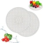 Gootsteenmat - 2 Stuks - 30cm - Rond - Wit - Keuken Accessoires - Gootsteen Beschermer - Spoelbakmat - Anti Kras - Voor Wasbak - Wasbak Matje - Gootsteen Matje - Onderzetters Siliconen - Rubber Mat - Gootsteen Accessoires
