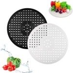 Gootsteenmat - 2 Stuks - 30cm - Rond - Wit en Zwart - Keuken Accessoires - Gootsteen Beschermer - Spoelbakmat - Anti Kras - Voor Wasbak - Wasbak Matje - Gootsteen Matje - Onderzetters Siliconen - Rubber Mat - Gootsteen Accessoires