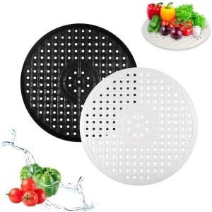 Gootsteenmat - 2 Stuks - 30cm - Rond - Wit en Zwart - Keuken Accessoires - Gootsteen Beschermer - Spoelbakmat - Anti Kras - Voor Wasbak - Wasbak Matje - Gootsteen Matje - Onderzetters Siliconen - Rubber Mat - Gootsteen Accessoires