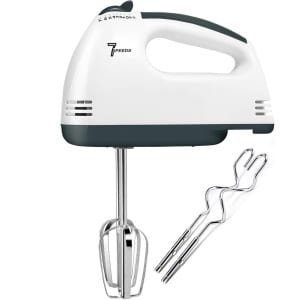 Handmixer, elektrische handgarde, elektrische handmixers voor het bakken, kleine roestvrijstalen handmixer met 7 snelheden, 2 mixers en 2 deeghaken Elektrische handmixers voor het kloppen van eieren en cakes in de keuken