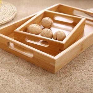 Houten Dienblad met 2 Handvatten - Thee Serveerblad - Rechthoekig Houten Dienblad - Keuken Accessoire - Medium Formaat 30 x 20 cm - Thuis en Keuken Decoratie
