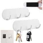 JGS Premium - Magnetische Sleutelhouder met 3 Haken voor Koelkast en Muur - Hal Sleutelbord - Wit - Geen Boren Nodig - Praktisch Accessoire voor Keuken en Wasruimtes