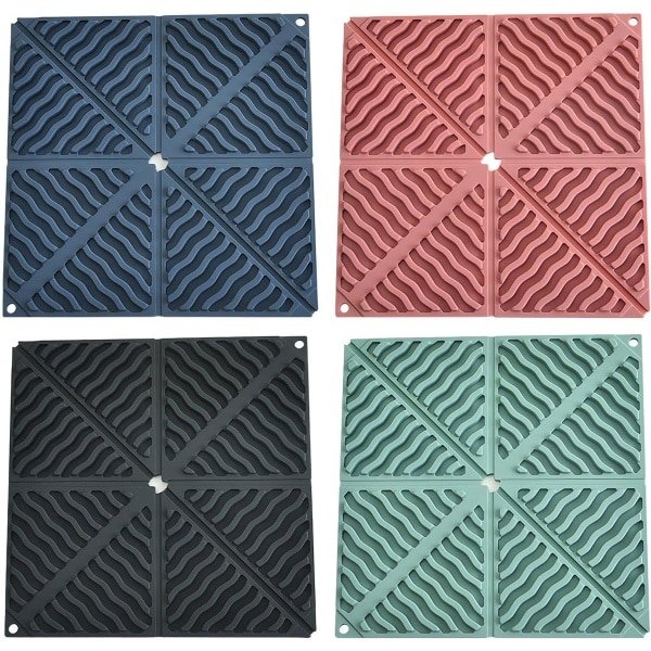 JGS Premium - Siliconen Opvouwbare Matten 4-Pack - Antislip Onderzetters voor Hete Potten, Borden en Kopjes - Keuken Accessoires