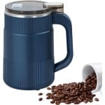 Koffiemolen van staal - 14,5 x 14,5 x 17 cm - Stille elektrische molen voor koffiebonen, specerijen - Compact ontwerp, eenvoudig te gebruiken - Krachtige motor - Maalfunctie - Geschikt voor keuken- en voedselgereedschap - Blauw