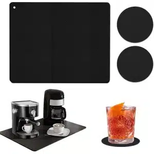 Koffiezetapparaat Onderlegger - Antislip Siliconen Mat met 2 Onderzetters - Waterdicht - Koffiemachine Accessoires - Nylon Glijplank Mat - Voor in de Keuken