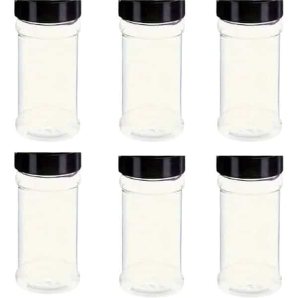 Kruidenpotjes MYLES - Zwart - Kunststof- 11 x 5cm - Set van 6 - Keuken - Accessoires - Spices - Voorraadkast
