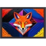 Levendige abstracte vos kunstwerk - Vos canvas kunst - Canvas dieren - Abstracte kunst - Canvas met baklijst keuken - Decoratieve accessoires - canvas met baklijst 100x75 cm