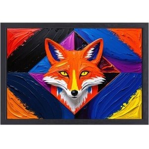 Levendige abstracte vos kunstwerk - Vos canvas kunst - Canvas dieren - Abstracte kunst - Canvas met baklijst keuken - Decoratieve accessoires - canvas met baklijst 100x75 cm