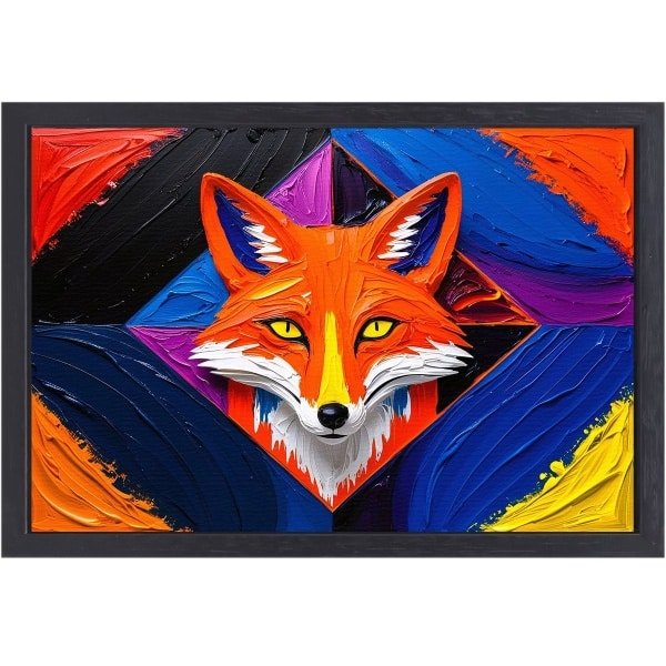 Levendige abstracte vos kunstwerk - Vos canvas kunst - Canvas dieren - Abstracte kunst - Canvas met baklijst keuken - Decoratieve accessoires - canvas met baklijst 100x75 cm