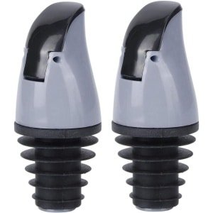 Olie fles schenkdoppen - Set van 2 - Handige tuit doppen voor wijn azijn flessen - Keuken accessoire in grijs - Druppelvrij schenken