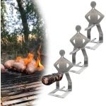 Premium BBQ Accessoires voor Mannen: Camping Grill & BBQ Stand Set met RVS Barbecue Worst Rack, Outdoor Keuken Accessoires, Grappig Hot Dog Gereedschap (met borstel)