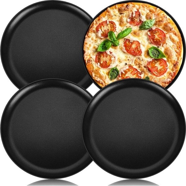 Roestvrijstalen pizzaplaat set van 4 - 30 cm diameter - bakplaat voor oven - keuken accessoires