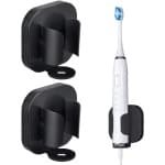 SNQ Tandenborstelhouder - Wandmontage - 2 stuks - 7 × 1,3 × 7,3 cm - Elektrische tandenborstelhouder - Plakbaar - Voor badkamer, keuken - Zwart