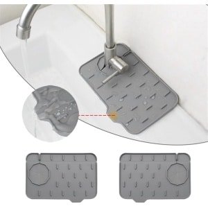 Siliconen kraanmat - Afvoerpad - Eco-vriendelijke Siliconen Kraan Afdruipmat - Siliconen Mat voor Kraan - Keuken Accessoires-Gootsteenmat - Afvoerpad en Moderne Grijs Design