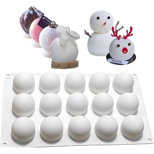 Siliconen vorm voor ijsblokjes en muffins - 15 ballen - ronde kogelvorm - cake pudding ijsblokjes chocolade zeep - handgemaakt - keuken accessoire