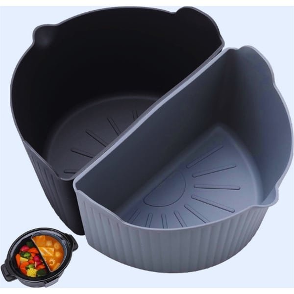 Slow Cooker Liner - Siliconen Slow Cooker Divider Liners voor Crockpot 6-7QT - 2 Stuks Herbruikbare Slow Cooker Divider - Slow Cooker Accessoires voor Thuis Keuken (Zwart+Grijs)