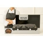 Teffo Dubbele Elektrische Kookplaat 2500W - 2 Pits Hot Plate - Kooktoestel met Instelbare Thermostaat - Ø155mm + Ø185mm - Draagbaar, Energiezuinig & Veilig - Voor Keuken, Studentenkamer, Studio & Camping