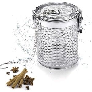 Thee-ei gaas kookinfuser theefilter kruidenzeef kettinghaak losse bladeren thee kruiden koffie zilver 10 cm - Keuken Accessoire voor Theeliefhebbers
