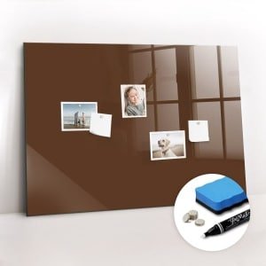 Tulup Whitebord - Kleur Bruin Magneetbord - 100 cm x 70 cm - Magnetisch Wandbord - Interieur Accessoires Kantoor - Foto Magneetbord - Productiviteit Tools - Inclusief Gratis Magneten & Marker & Spons - Memo Magneetbord - Memobord Keuken