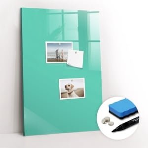 Tulup Whitebord - Kleur Turquoise Magneetbord - 40 cm x 60 cm - Magneetbord Muur - Interieur Accessoires Kantoor - Memo Magneetbord - Inspiratiebord Kantoor - Inclusief Gratis Magneten & Marker & Spons - Magnetisch Bord - Magneetbord Keuken