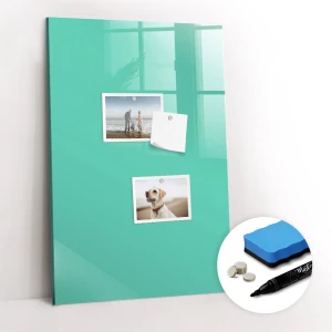 Tulup Whitebord - Kleur Turquoise Magneetbord - 40 cm x 60 cm - Magneetbord Muur - Interieur Accessoires Kantoor - Memo Magneetbord - Inspiratiebord Kantoor - Inclusief Gratis Magneten & Marker & Spons - Magnetisch Bord - Magneetbord Keuken
