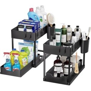 Vaatdoekhouder - Zwart -2 stuks - Keuken Organizers - Keuken accessoires - Keukenorganizers - Aanrecht Organiser