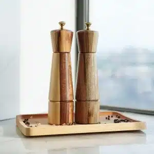 Verstelbare Zout en Peper Molen Set - Huishoudelijk Keuken Accessoire - 2 Stuks - Acacia Hout - 22 cm