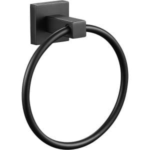 Wall Mounted Towel Ring Rail Bar - Bath Holder Hanger - SUS 304 Stainless Steel - Chrome Plated Bathroom Hardware - Keuken Accessoires (Matt Black)