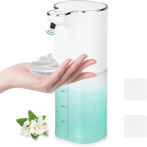 Zeepdispenser wandbevestiging zonder boren 400 ml elektrische - USB-oplaadbaar IPX5 waterdicht - voor keuken en badkamer (wit)