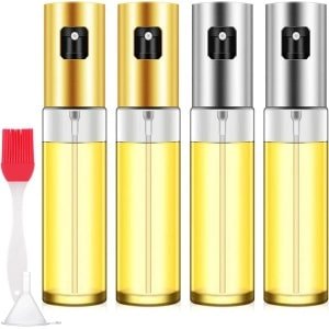 Zeynomax - Glass Oil Sprayers 4 Stuks 100ml - Olijfolie Verstuiver met Trechter en Flessenborstel - Keuken Barbecue en Bakken - Handige Accessoires