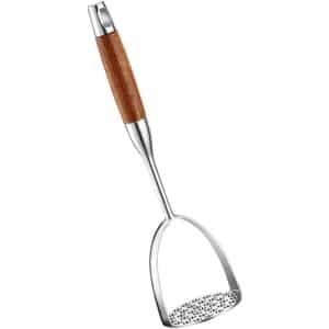 Zeynomax - Houten Aardappelstamper voor Aardappelen en Bonen - Bruin - Keukengerei voor Restaurant en Thuisgebruik met Eierbreker - Professionele Gadget met babymodder Kleur - Duurzaam en Handig - Makkelijk schoon te maken