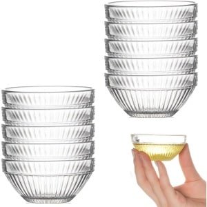 Zeynomax - Mini Glazen Dipschalen 10 stuks - Herbruikbare Glas Schalen - Stapelbaar voor Tapas Buffet - Keuken Accessoires - Snackserving - 75 mm